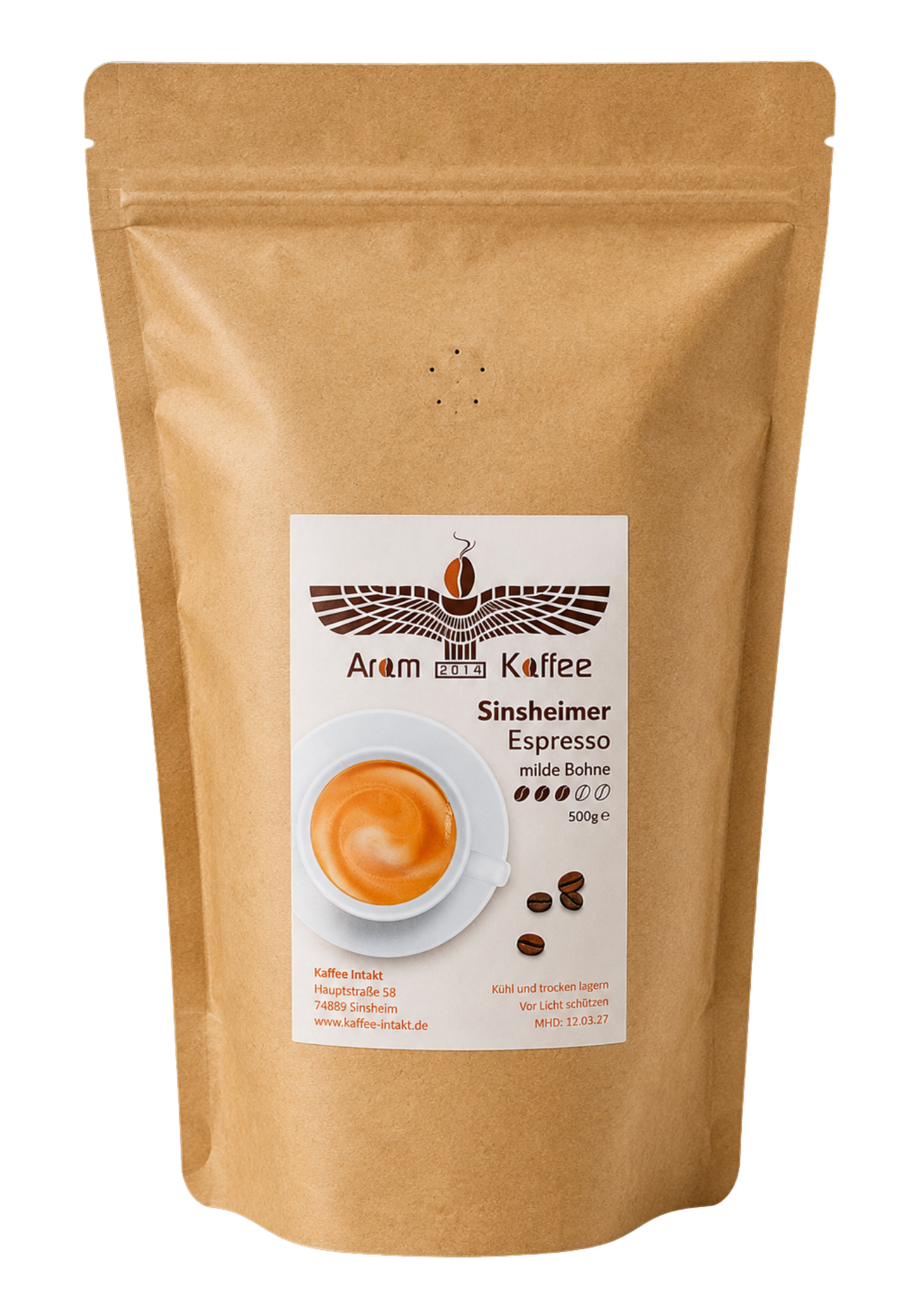 ARAM KAFFEE 500g KAFFEEBOHNEN SINSHEIMER ESPRESSO FÜR KAFFEEVOLLAUTOMATEN 