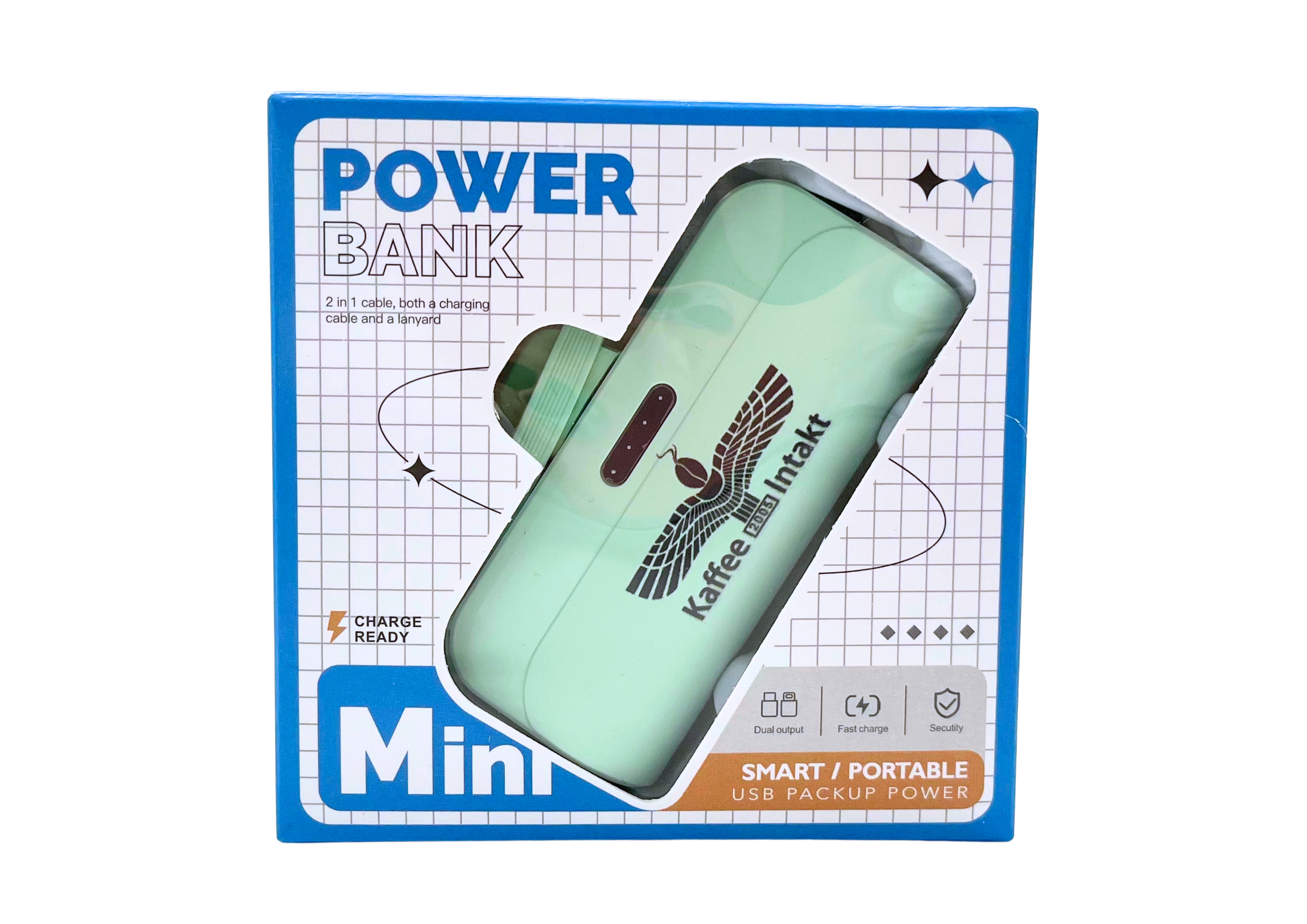 ARAM KAFFEE Powerbank Akku Ladestation IPhone & Samsung türkis