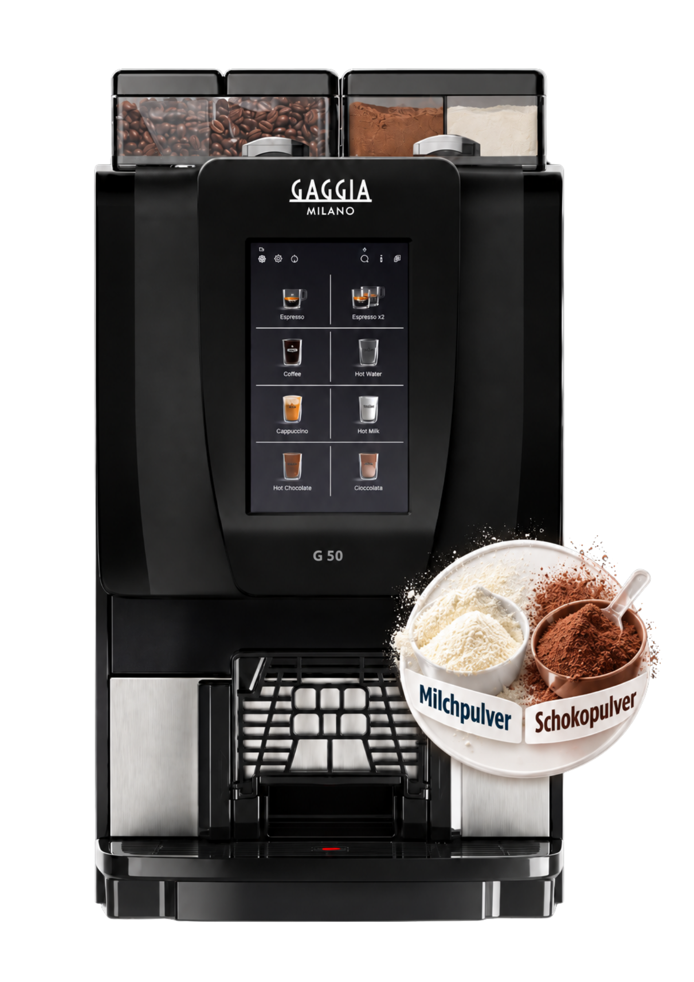 Gaggia G 50 – Professional  Kaffeevollautomat ES + 2IN (Milchpulver und Schokopulverfach) 