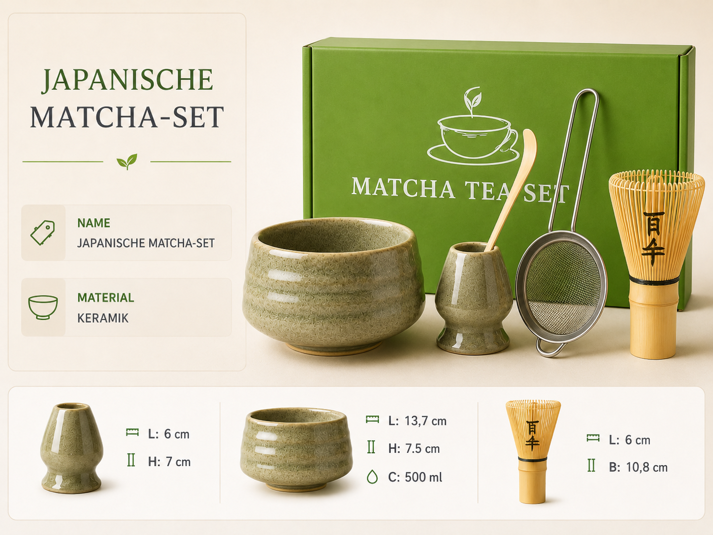 Aram Matcha Starter Kit inklusive 5 Matcha-Sorten - BÜ